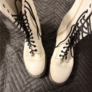 Dr. Martens White Lace-Up Combat Boots the Original Tall Lace up High Vintage